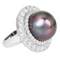 18K White Gold South Sea Pearl 2.82cts Diamond Halo Cocktail Ring|Dover Jewelry|
