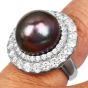 18K White Gold South Sea Pearl 2.82cts Diamond Halo Cocktail Ring|Dover Jewelry|
