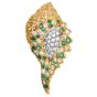 Tiffany & Co. Diamond Emerald 18K Gold Sea Conch Shell Brooch|Dover Jewelry|