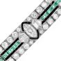 Antique Art Deco Diamond Emerald Onyx Platinum Mesh Bracelet|dover Jewelry|