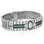 Antique Art Deco Diamond Emerald Onyx Platinum Mesh Bracelet