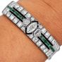 Antique Art Deco Diamond Emerald Onyx Platinum Mesh Bracelet|dover Jewelry|