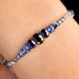 Estate Sapphire Diamond 18K Ombre Link Tennis Bracelet 