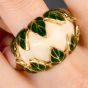 David Webb 18K Gold Enamel Leaf Dome Statement Ring|Dover Jewelry|