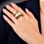 David Webb 18K Gold Enamel Leaf Dome Statement Ring|Dover Jewelry|