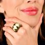 David Webb 18K Gold Enamel Leaf Dome Statement Ring|Dover Jewelry|
