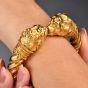 Vintage  Lion’s Head 22K Yellow Gold Cuff Bangle Bracelet