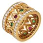 Vintage Cartier Tanjore Diamond Ruby Emerald 18K Ring|Dover Jewelry|