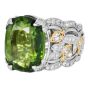 GIA 20.51ct Peridot Diamond Platinum & 18K Gold Statement Ring