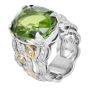 GIA 20.51ct Peridot Diamond Platinum & 18K Gold Statement Ring