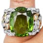 GIA 20.51ct Peridot Diamond Platinum & 18K Gold Statement Ring