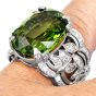 GIA 20.51ct Peridot Diamond Platinum & 18K Gold Statement Ring