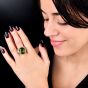 GIA 20.51ct Peridot Diamond Platinum & 18K Gold Statement Ring