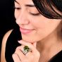 GIA 20.51ct Peridot Diamond Platinum & 18K Gold Statement Ring
