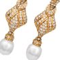  5.85 carat Diamond Pearl 18K Gold Dangle Drop Earrings|Dover Jewelry|