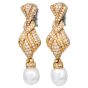  5.85 carat Diamond Pearl 18K Gold Dangle Drop Earrings|Dover Jewelry|