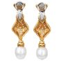  5.85 carat Diamond Pearl 18K Gold Dangle Drop Earrings|Dover Jewelry|