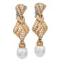  5.85 carat Diamond Pearl 18K Gold Dangle Drop Earrings|Dover Jewelry|