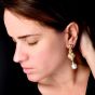  5.85 carat Diamond Pearl 18K Gold Dangle Drop Earrings|Dover Jewelry|