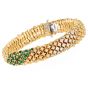 Estate Emeralds 6.35cts Diamonds 18K Gold Beaded Mesh Wrap Bracelet|Dover Jewelry|