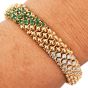 Estate Emeralds 6.35cts Diamonds 18K Gold Beaded Mesh Wrap Bracelet|Dover Jewelry|