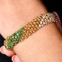 Estate Emeralds 6.35cts Diamonds 18K Gold Beaded Mesh Wrap Bracelet|Dover Jewelry|