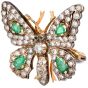 Vintage Diamond 3.10cts Emerald 14K Yellow Gold Butterfly Brooch|Dover Jewelry|