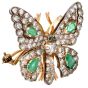 Vintage Diamond 3.10cts Emerald 14K Yellow Gold Butterfly Brooch|Dover Jewelry|