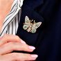 Vintage Diamond 3.10cts Emerald 14K Yellow Gold Butterfly Brooch|Dover Jewelry|