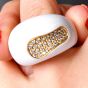 Salavetti 18K Yellow Gold White Enamel & Diamond Bombé Cocktail Ring