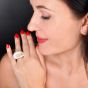 Salavetti 18K Yellow Gold White Enamel & Diamond Bombé Cocktail Ring