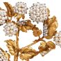 Vintage 1930s Pearl & Diamond 18K Blossom Floral Brooch