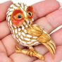 Estate Sapphire Owl 18K Yellow Gold Enamel Brooch|Dover Jewelry|