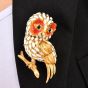 Estate Sapphire Owl 18K Yellow Gold Enamel Brooch|Dover Jewelry|