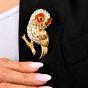 Estate Sapphire Owl 18K Yellow Gold Enamel Brooch|Dover Jewelry|
