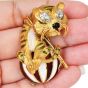 Vintage Diamond 18K Gold Enamel Circus Tiger Brooch|Dover Jewelry|