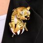 Vintage Diamond 18K Gold Enamel Circus Tiger Brooch|Dover Jewelry|