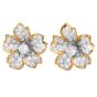1980s 3.00 carat Diamond Platinum Gold Flower Earrings|Dover jewelryy|