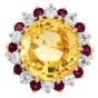 Oscar Heyman 11.00cttw Yellow Sapphire Diamond & Ruby 18K Gold Cocktail Ring