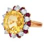 Oscar Heyman 11.00cttw Yellow Sapphire Diamond & Ruby 18K Gold Cocktail Ring
