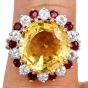 Oscar Heyman 11.00cttw Yellow Sapphire Diamond & Ruby 18K Gold Cocktail Ring