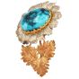 Vintage Buccellati 18K Gold Turquoise Flower Brooch PIn