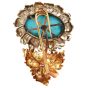 Vintage Buccellati 18K Gold Turquoise Flower Brooch PIn