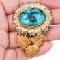 Vintage Buccellati 18K Gold Turquoise Flower Brooch PIn