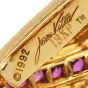  1990s Jean Vitau Flamingo Multi Gem Designer 18K Gold Pin
