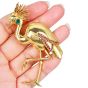  1990s Jean Vitau Flamingo Multi Gem Designer 18K Gold Pin