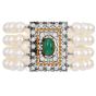 Buccellati Four-Strand Pearl Diamond Emerald 18K Bracelet