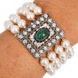 Buccellati Four-Strand Pearl Diamond Emerald 18K Bracelet