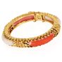 Vintage 1970s Chic  Coral 18K Gold Bangle Bracelet