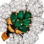 buccellati Vintage Emerald diamond 18k Gold Flower Brooch Pin
